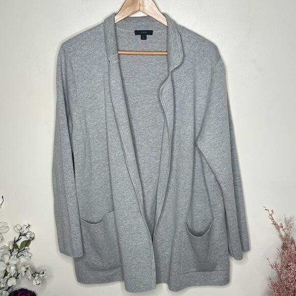 J. CREW Eloise Sweater Blazer Heather Gray Sz Large $178 {TT18} - Picture 2 of 6